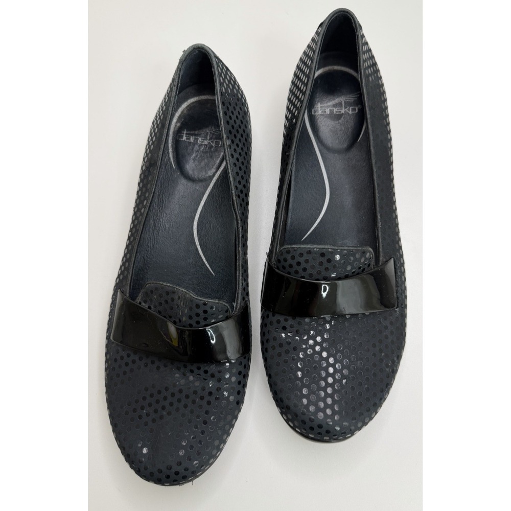 DANSKO Oksana Black Translucent Polka Dot Leather Slip On Loafers Size 42‎ EU